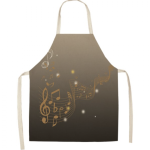Keukenschort met muzieknoten (Gold)