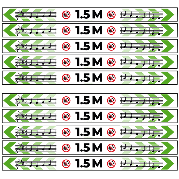 STICKERSET - 'Veilig Musiceren 1.5m' (10 st)