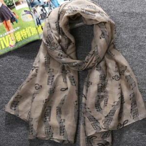 Shawl met notenbalken (khaki)