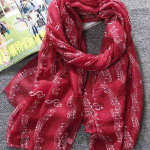 Shawl met notenbalken (rood)