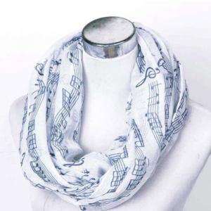 Shawl met notenbalken (wit)