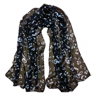 Shawl met muzieknoten (zwart)