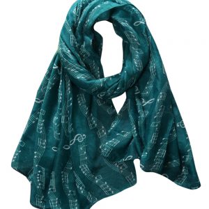 Shawl met notenbalken (petrolgroen)