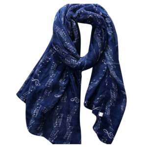 Shawl met notenbalken (donker blauw)