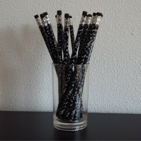 Potlood noten en sleutels en tekens (zwart)