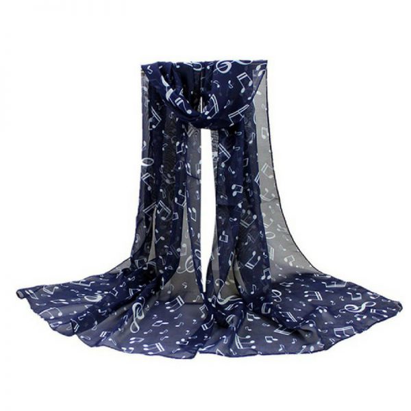 Shawl met muzieknoten (blauw)