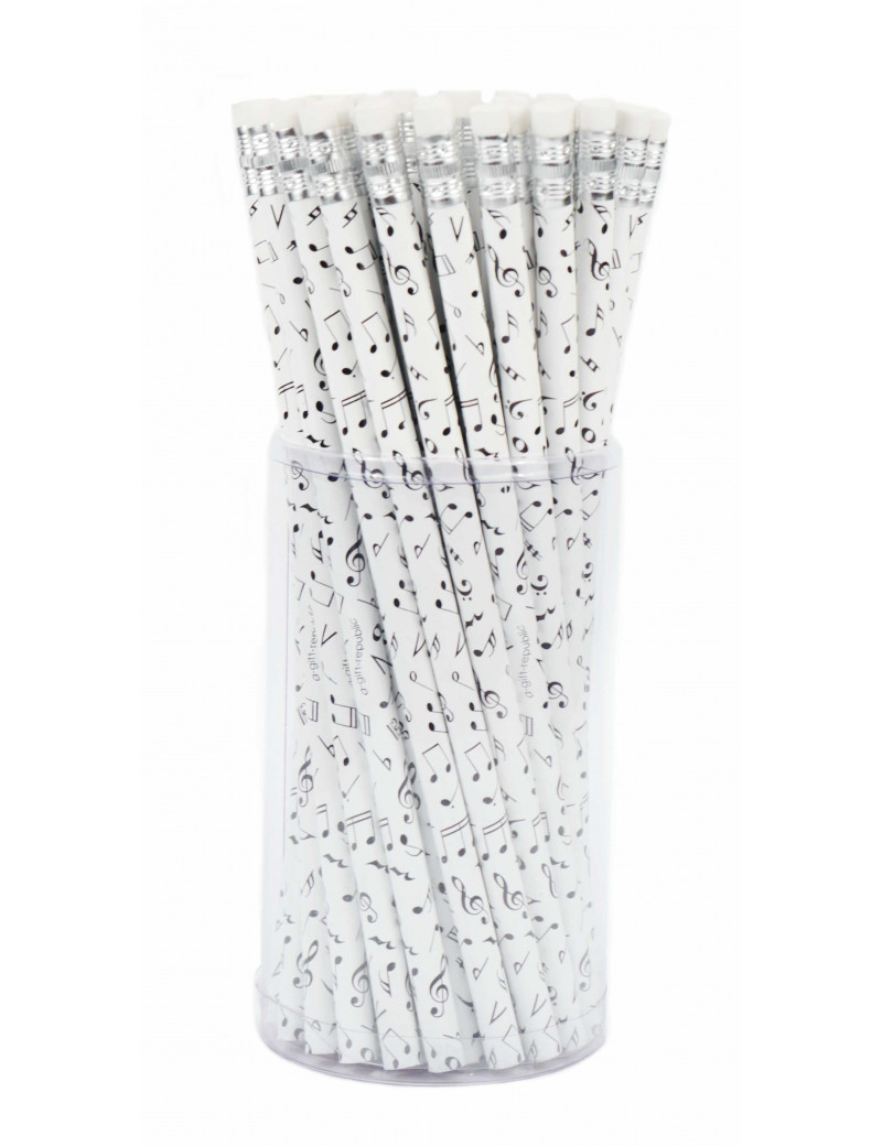 Potlood noten en sleutels en tekens (wit)