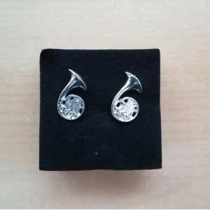 Oorbellen waldhoorn (zilverkleurig, knop)