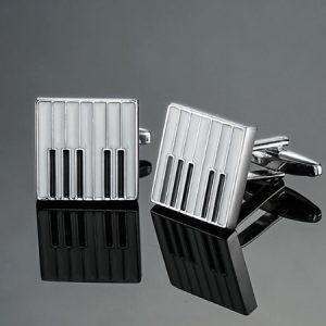 Manchetknopen piano toetsen (zilverkleurig)