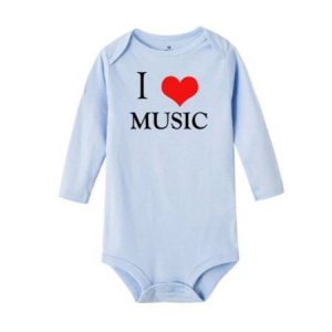 Rompertje i love music (blauw code 3 met mouw) baby