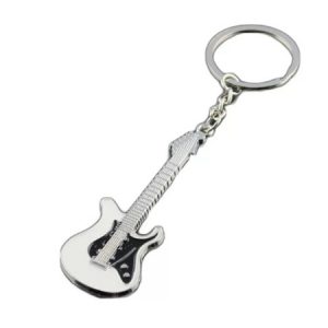 Sleutelhanger gitaar elektrisch (zwartwit)