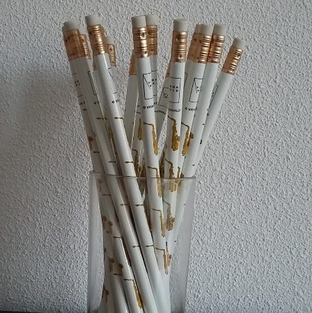 potlood (saxofoon) (wit met kleur)