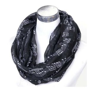 Shawl met notenbalken (zwart)