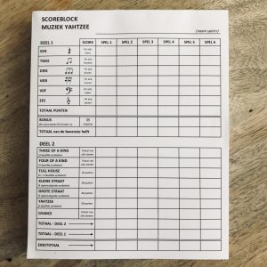 Yahtzee - Muzieknoten (scoreblock los)