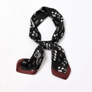 Shawl met muzieknoten (zwart/donkerrood)