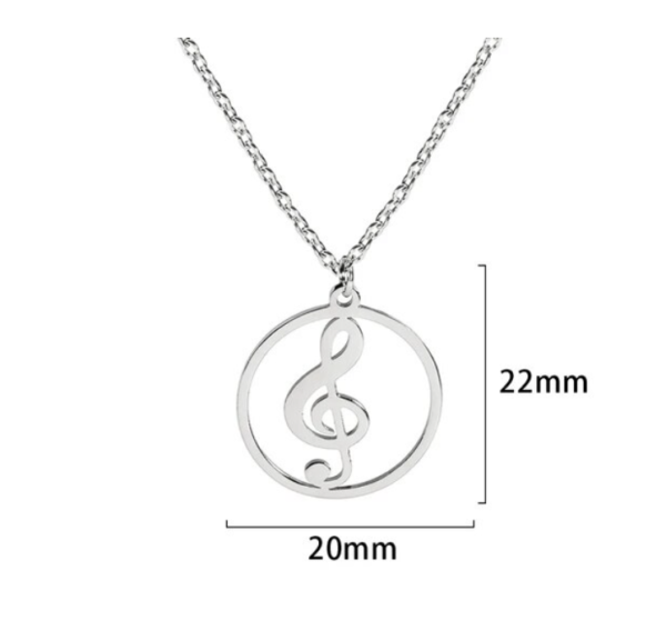 Ketting vioolsleutel (zilverkleurig, rond)