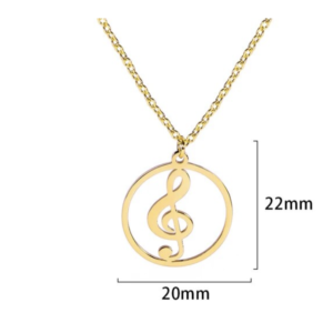 Ketting vioolsleutel (goudkleurig, rond)