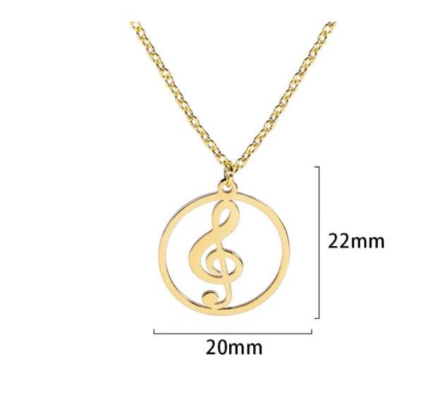 Ketting vioolsleutel (goudkleurig, rond)