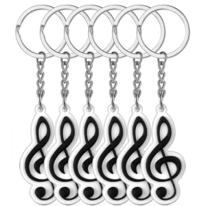 sleutelhanger vioolsleutel (zwart/wit)