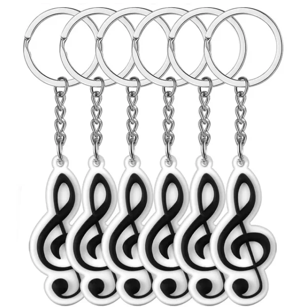 sleutelhanger vioolsleutel (zwart/wit)