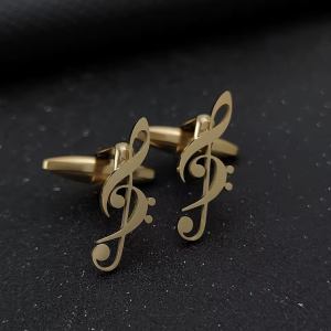 Manchetknoop Muzieksleutels (goudkleurig)