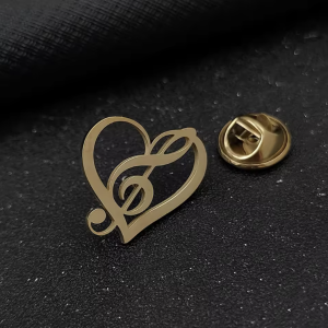 Pin vioolsleutel Hart (goudkleurig)