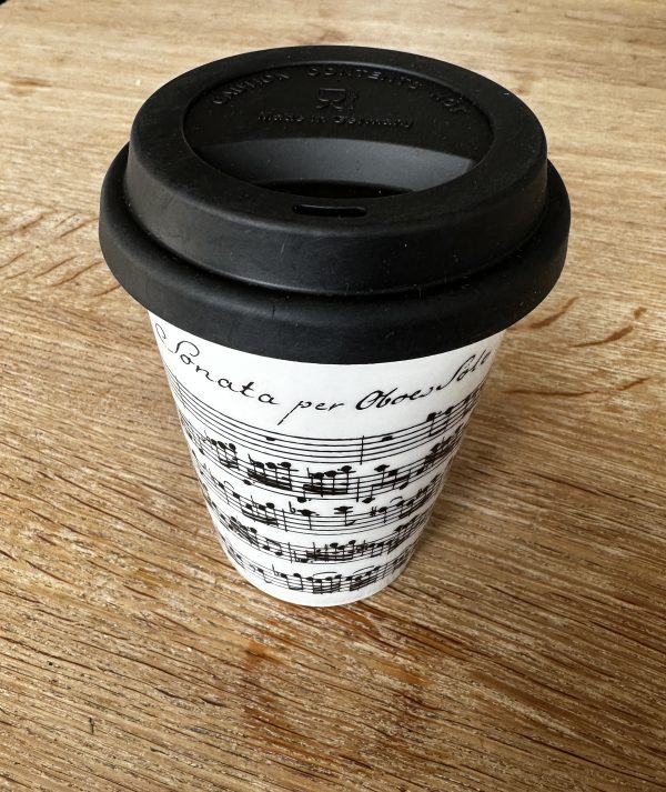 Koffie-to-go Mok - Muzieknoten (wit)
