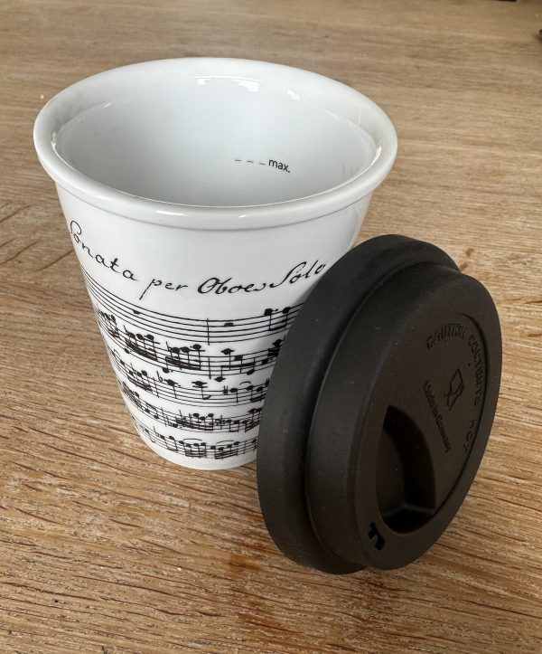 Koffie-to-go Mok - Muzieknoten (wit) - Afbeelding 2